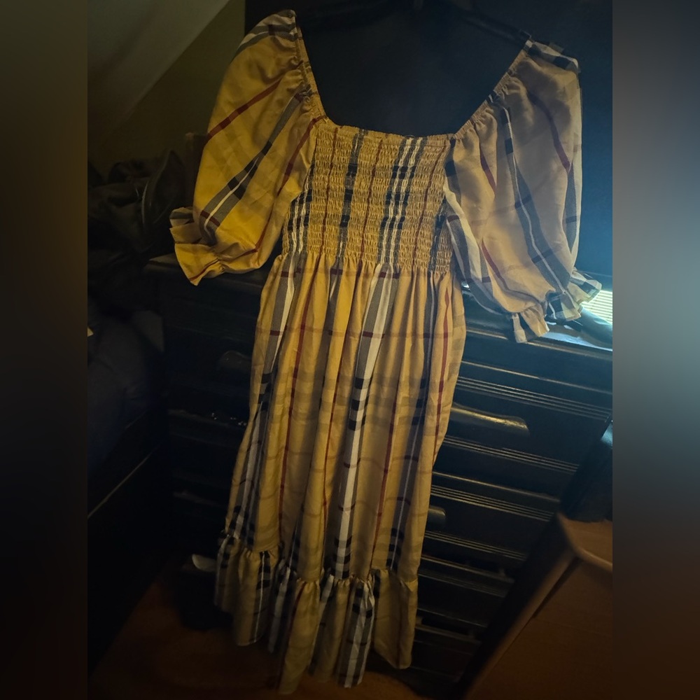 Plaid Smocked Women's Dress